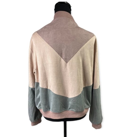 Paper Crane Women’s Color Block Bomber Jacket Size Large - Picture 2 of 10